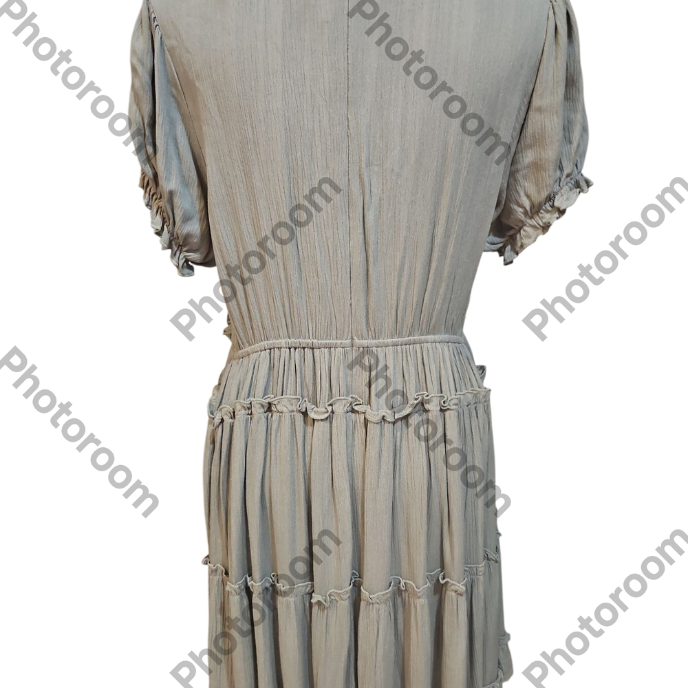 Justify Woman Green Women's Tiered Ruffles Fit&Flare Crinkle Mini Dress Size XL - Picture 7 of 14